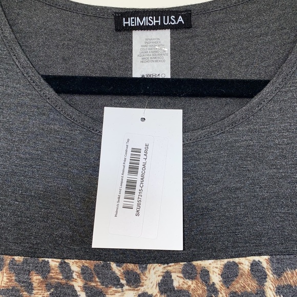 Large. Charcoal. Leopard. Heimish Tank Top. Soft and Stretchy. - Picture 3 of 5